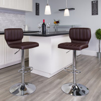 Flash Furniture CH-132330-BRN-GG Contemporary Brown Vinyl Adjustable Height Barstool